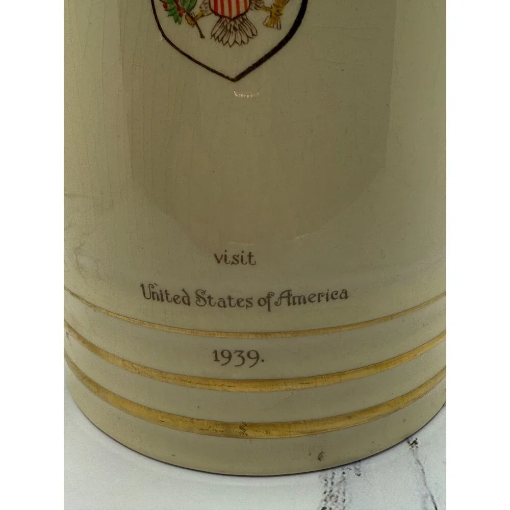 Gray’s Pottery 1L‎ Beer Pitcher Jug – 1939 George VI & Queen Elizabeth US Tour
